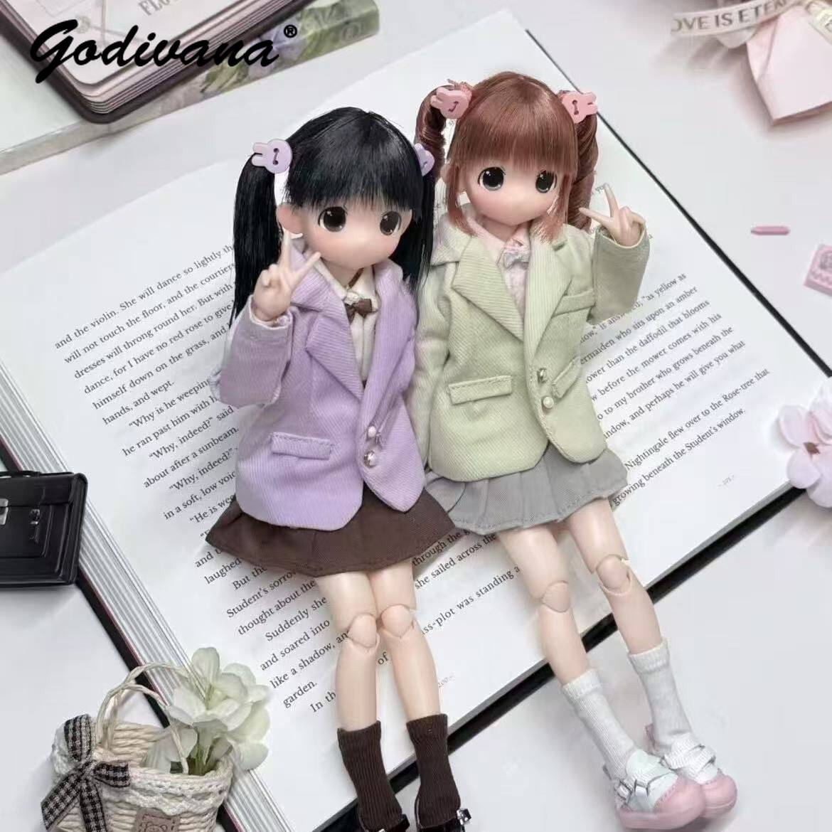 Bjd Doll 1 6 Full Set With Clothes - Blythe/OB22/24/azone Puppenkleidung, süßes, niedliches Herbst-Preppy-Blazer-Hemd und